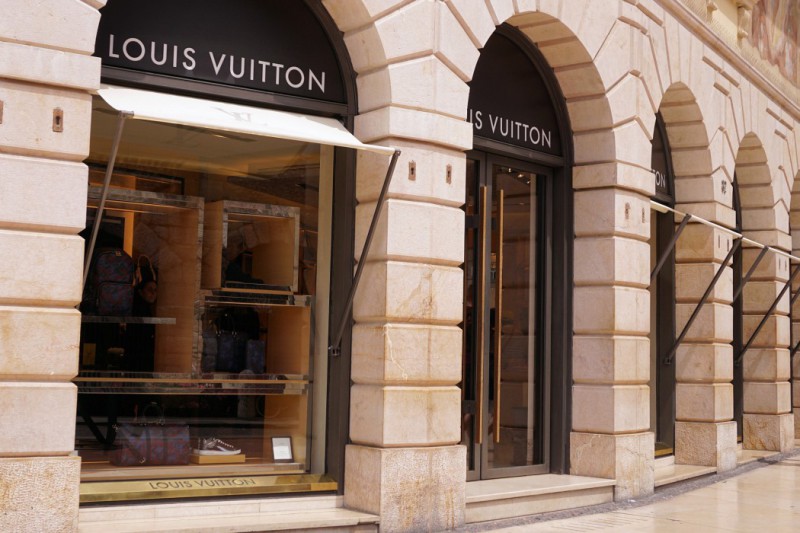Milan Italy 2023 Louis Vuitton Facade Logo Store Sign Chain